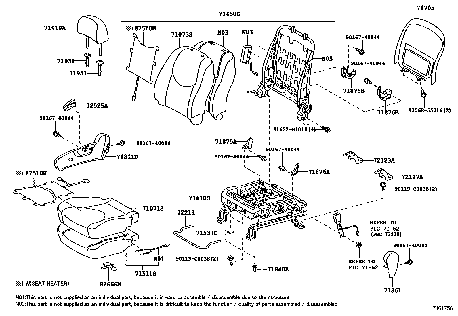 Toyota RAV4 座椅和座椅滑轨 EPC diagram — 716175A