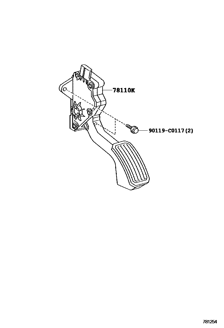 Toyota RAV4 accelerator pedal connecting rod EPC diagram — 781254