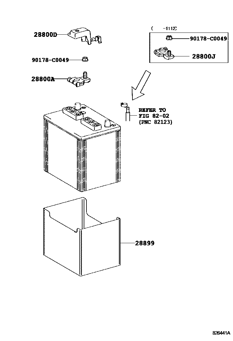 Toyota RAV4 蓄电池和蓄电池电缆 EPC diagram — 826441A