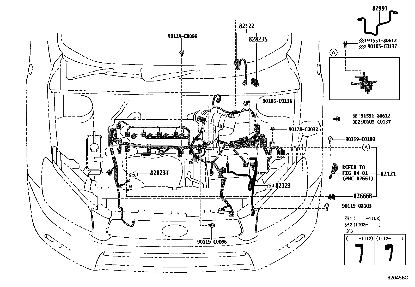 Toyota RAV4 线束和卡夹 EPC diagram — 826456C