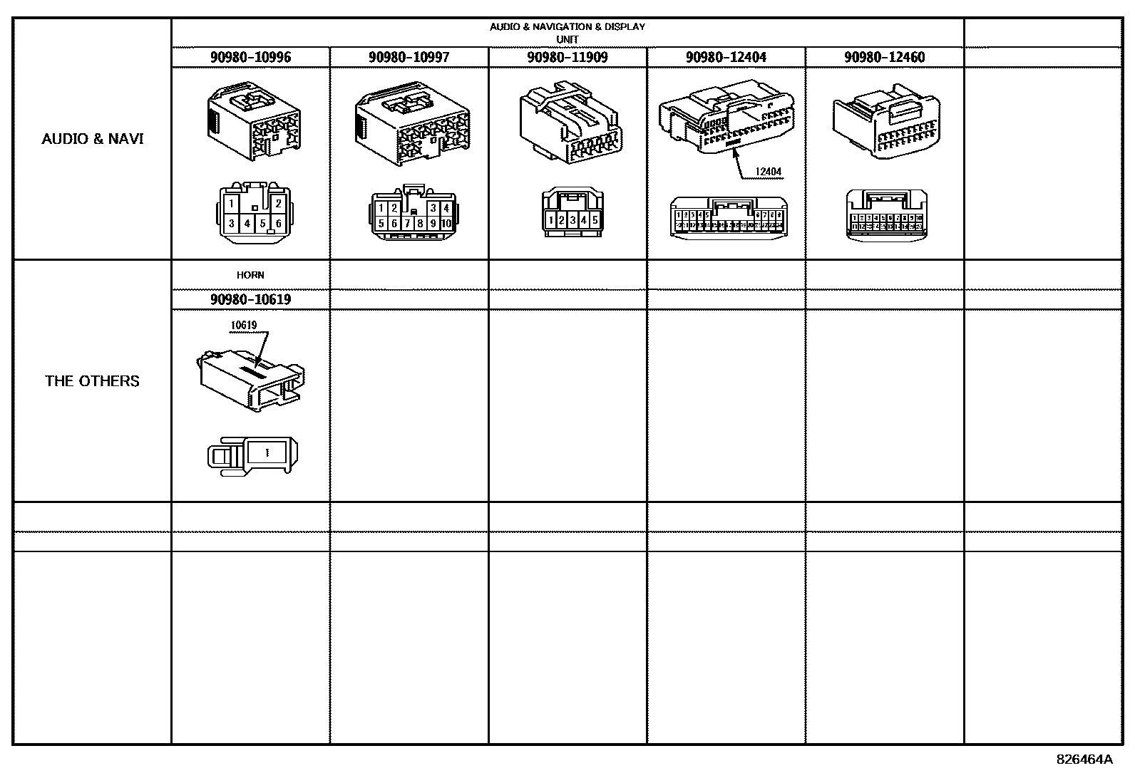 Toyota RAV4 线束和卡夹 EPC diagram — 826464A