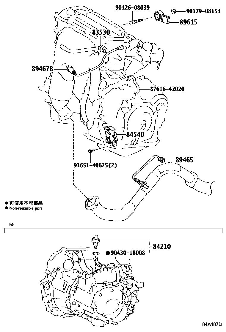 Toyota RAV4 开关和继电器和ECU EPC diagram — 84A487B