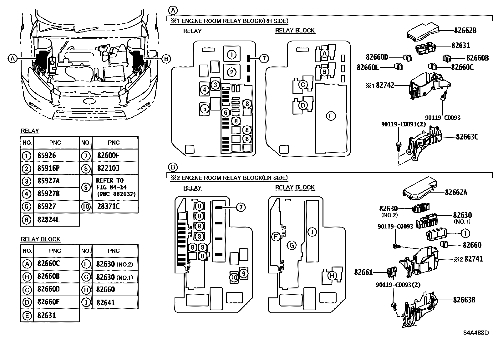 Toyota RAV4 开关和继电器和ECU EPC diagram — 84A488D