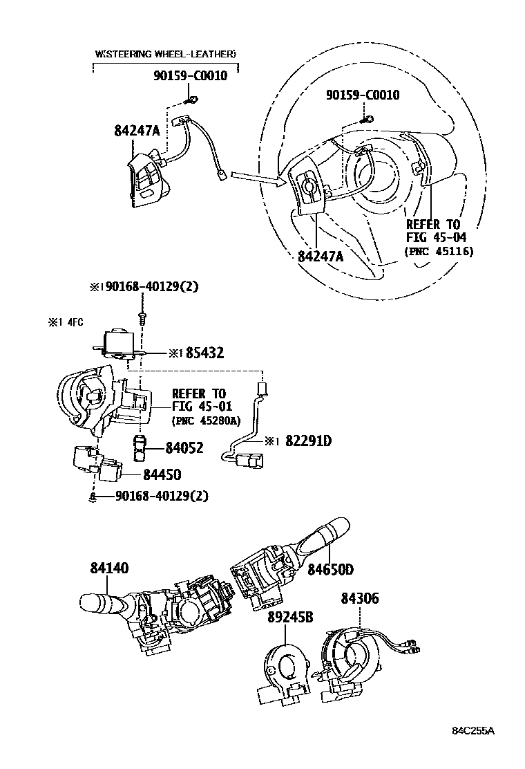 Toyota RAV4 开关和继电器和ECU EPC diagram — 84C255A
