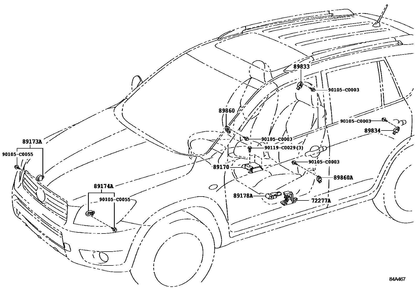 Toyota RAV4 空气囊 EPC diagram — 84A467
