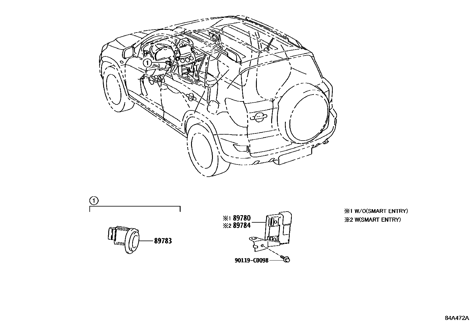 Toyota RAV4 防盗装置 EPC diagram — 84A472A