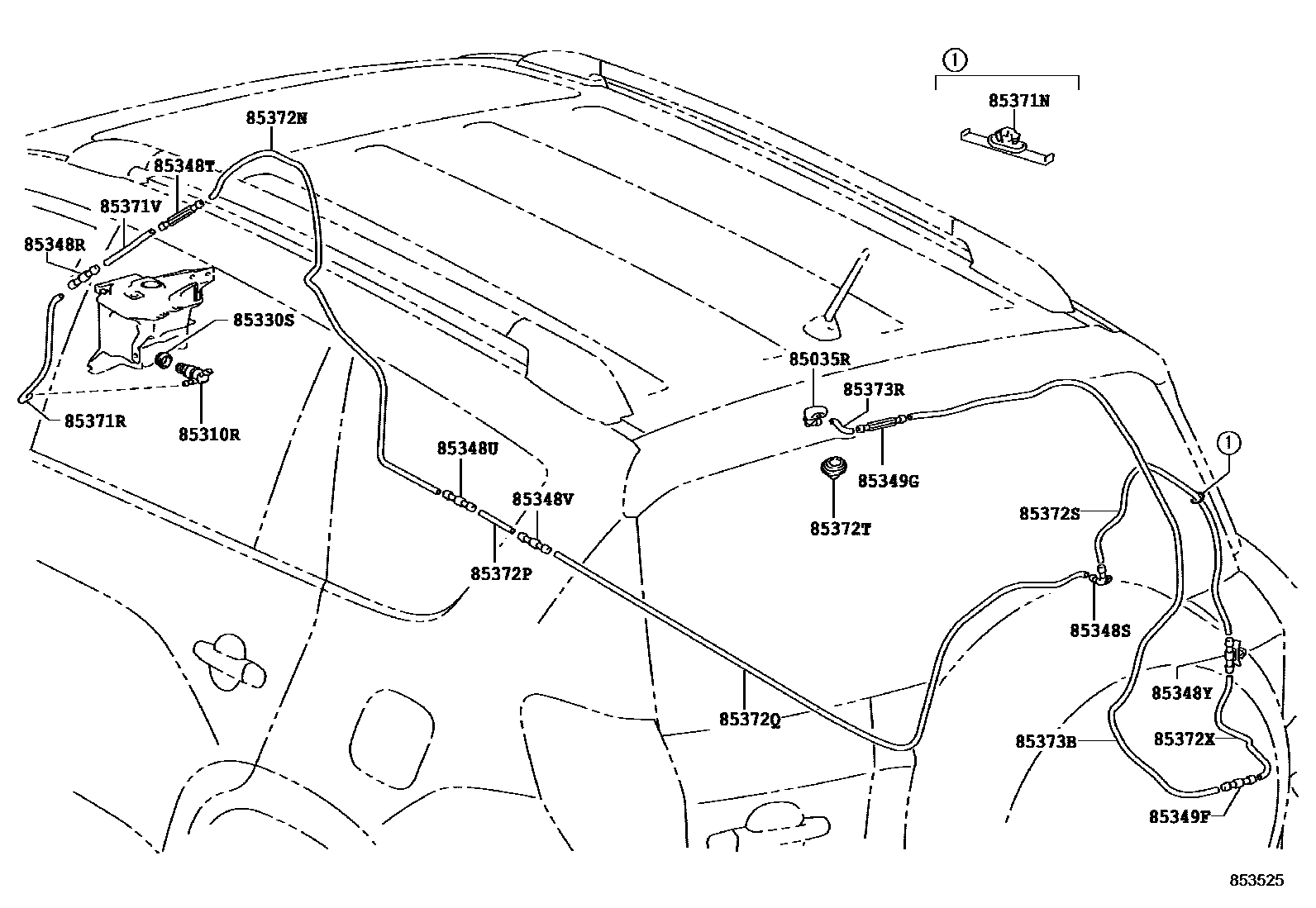 Toyota RAV4 后清洗器 EPC diagram — 853525