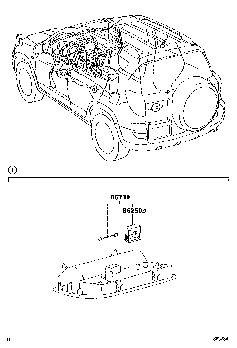 Toyota RAV4 车载电话和呼救装置 EPC diagram — 863784