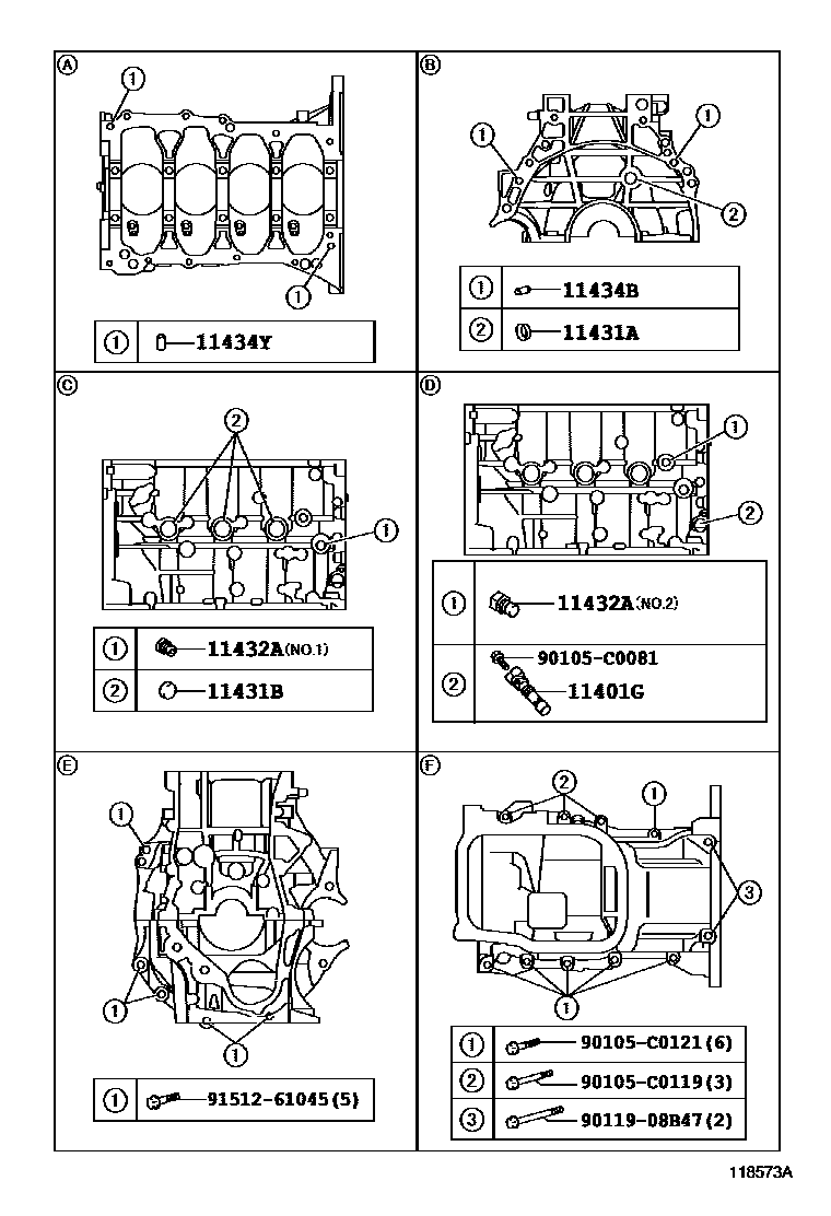 Toyota RAV4 Cylinder Block EPC diagram — 118573A