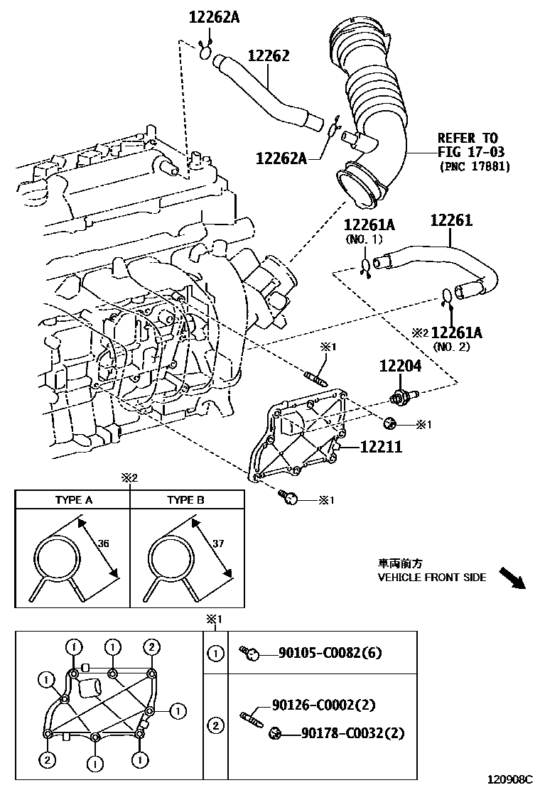 Toyota RAV4 Ventilation Hose EPC diagram — 120908C