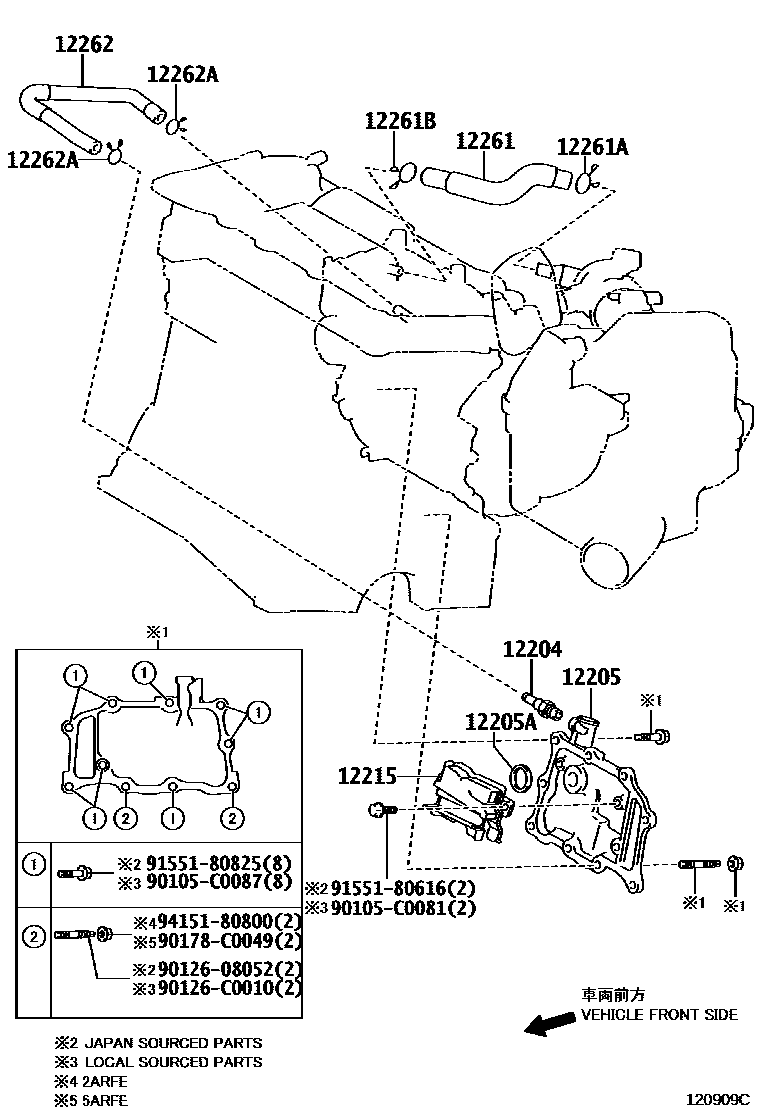 Toyota RAV4 Ventilation Hose EPC diagram — 120909C