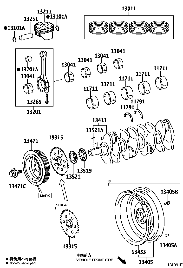Toyota RAV4 Crankshaft & Piston EPC diagram — 131991E