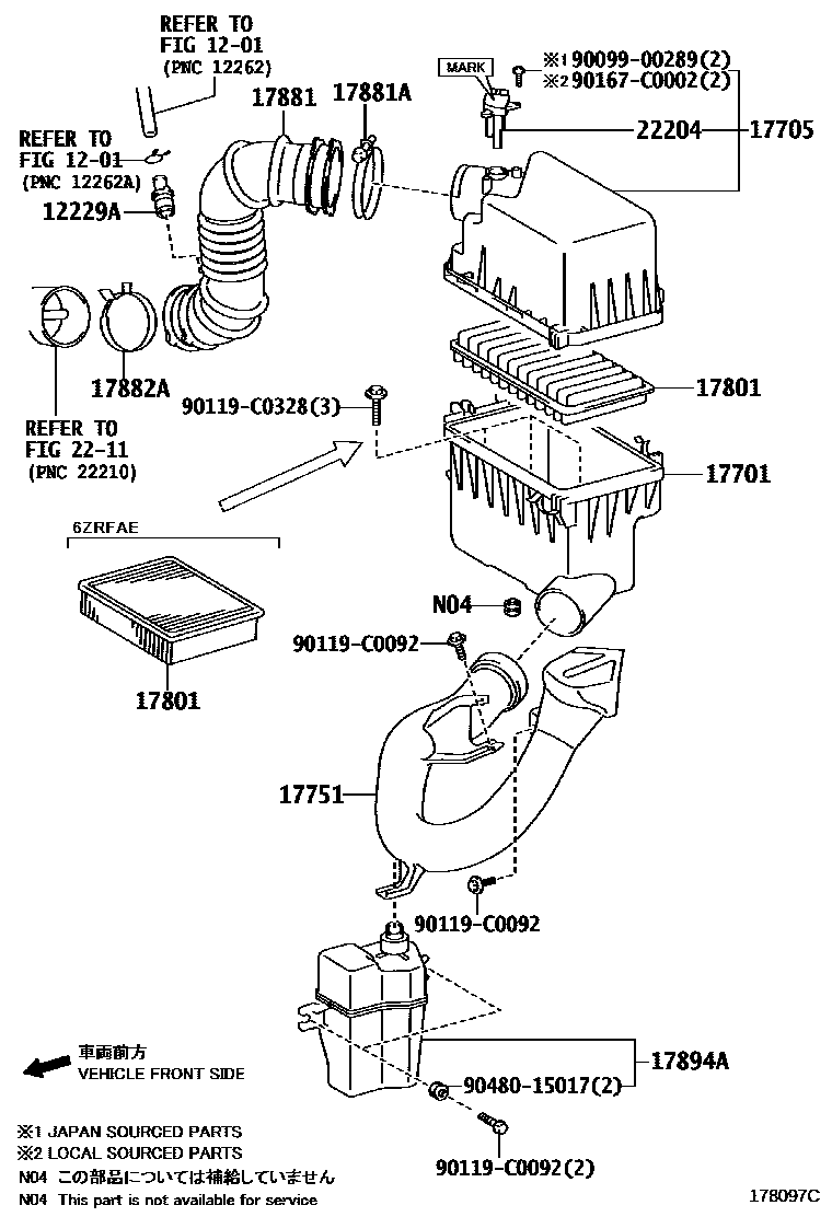 Toyota RAV4 Air Cleaner EPC diagram — 178097C