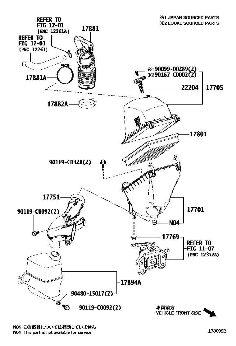 Toyota RAV4 Air Cleaner EPC diagram — 178099B