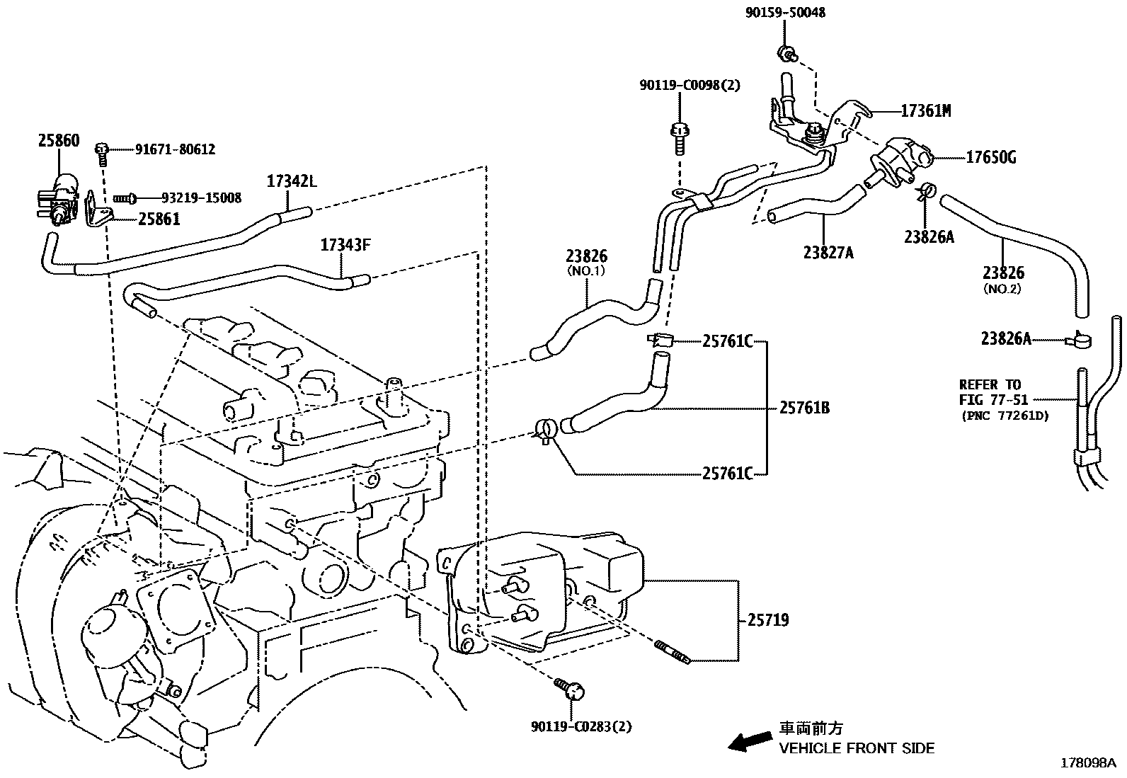 Toyota RAV4 vacuum tube EPC diagram — 178098A