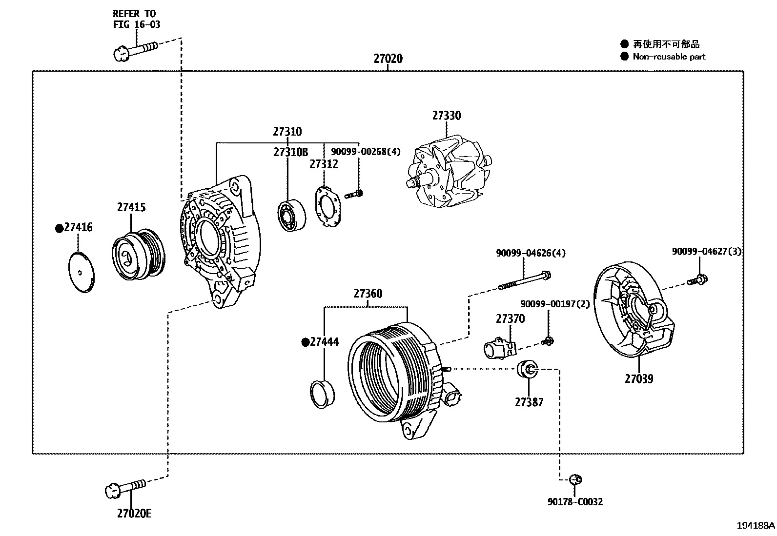 Toyota RAV4 Alternator EPC diagram — 194188A