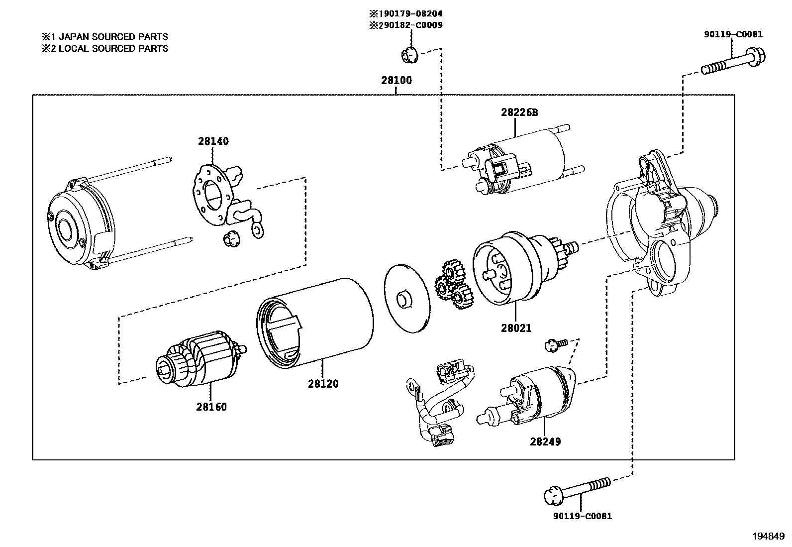 Toyota RAV4 起动机 EPC diagram — 194849