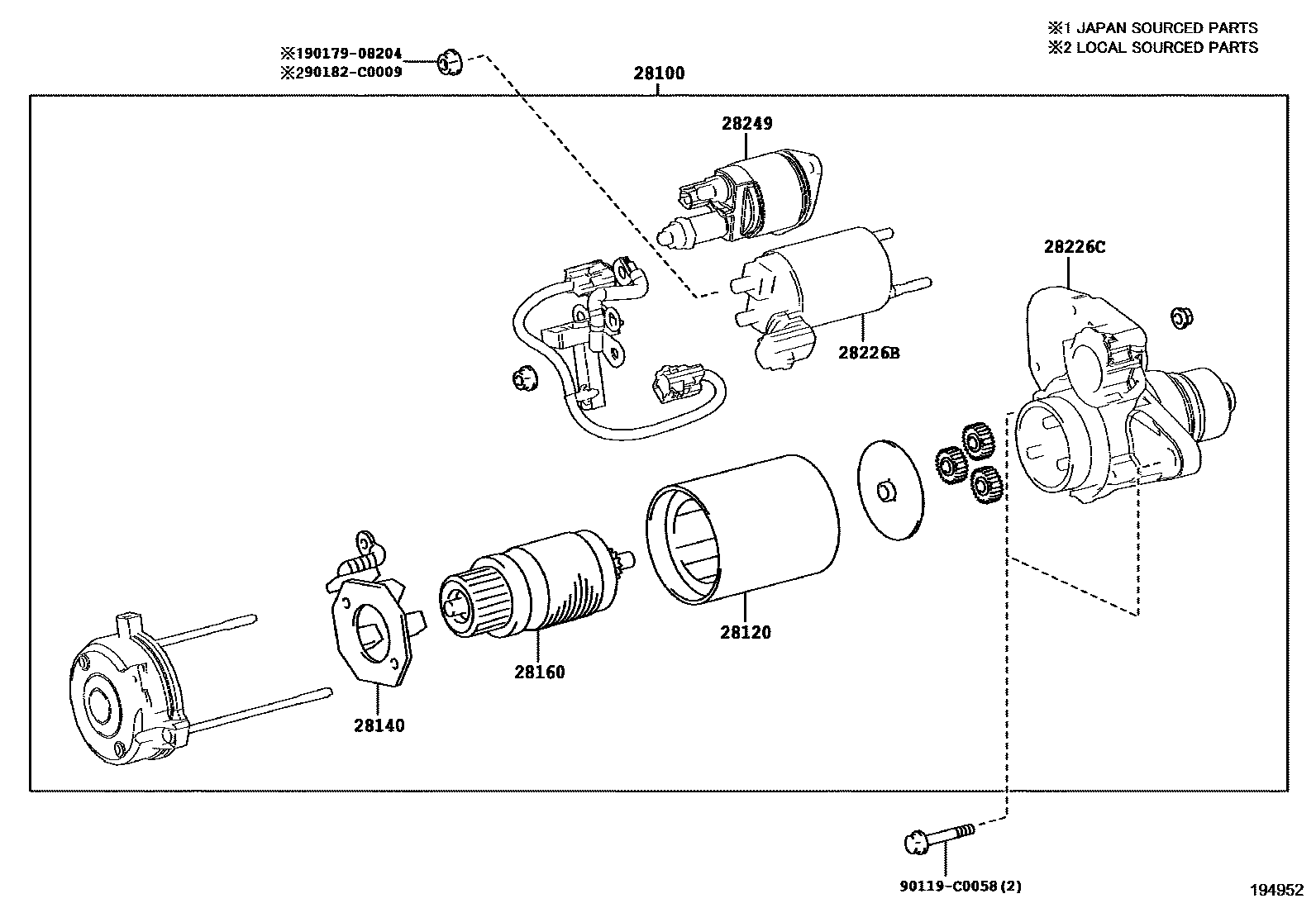Toyota RAV4 起动机 EPC diagram — 194952