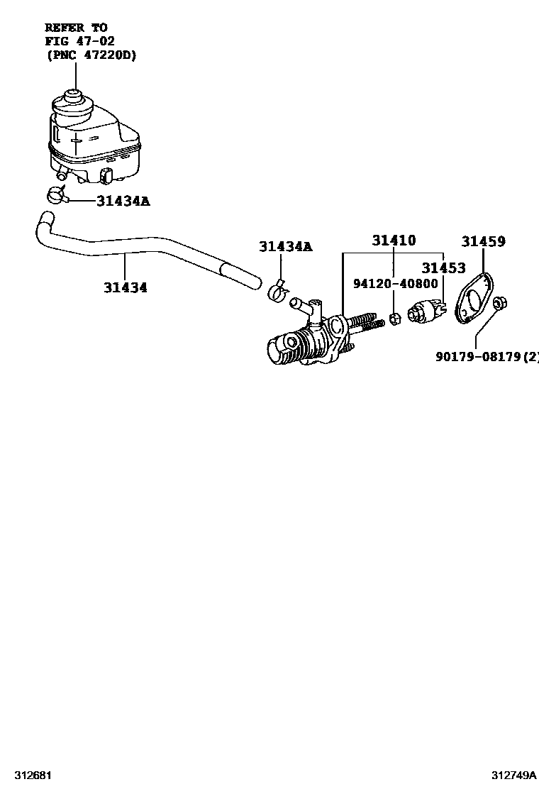 Toyota RAV4 离合器总泵 EPC diagram — 312749A