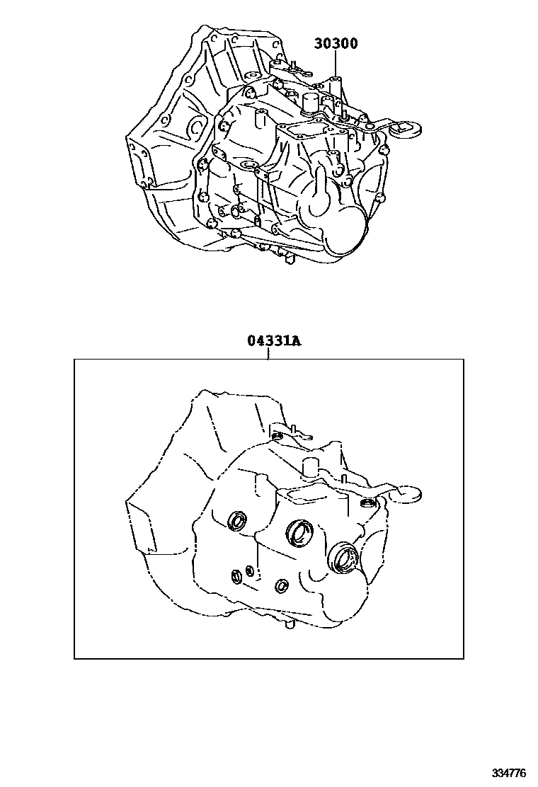 Toyota RAV4 传动桥或变速器总成和衬垫组件(MTM) EPC diagram — 334776