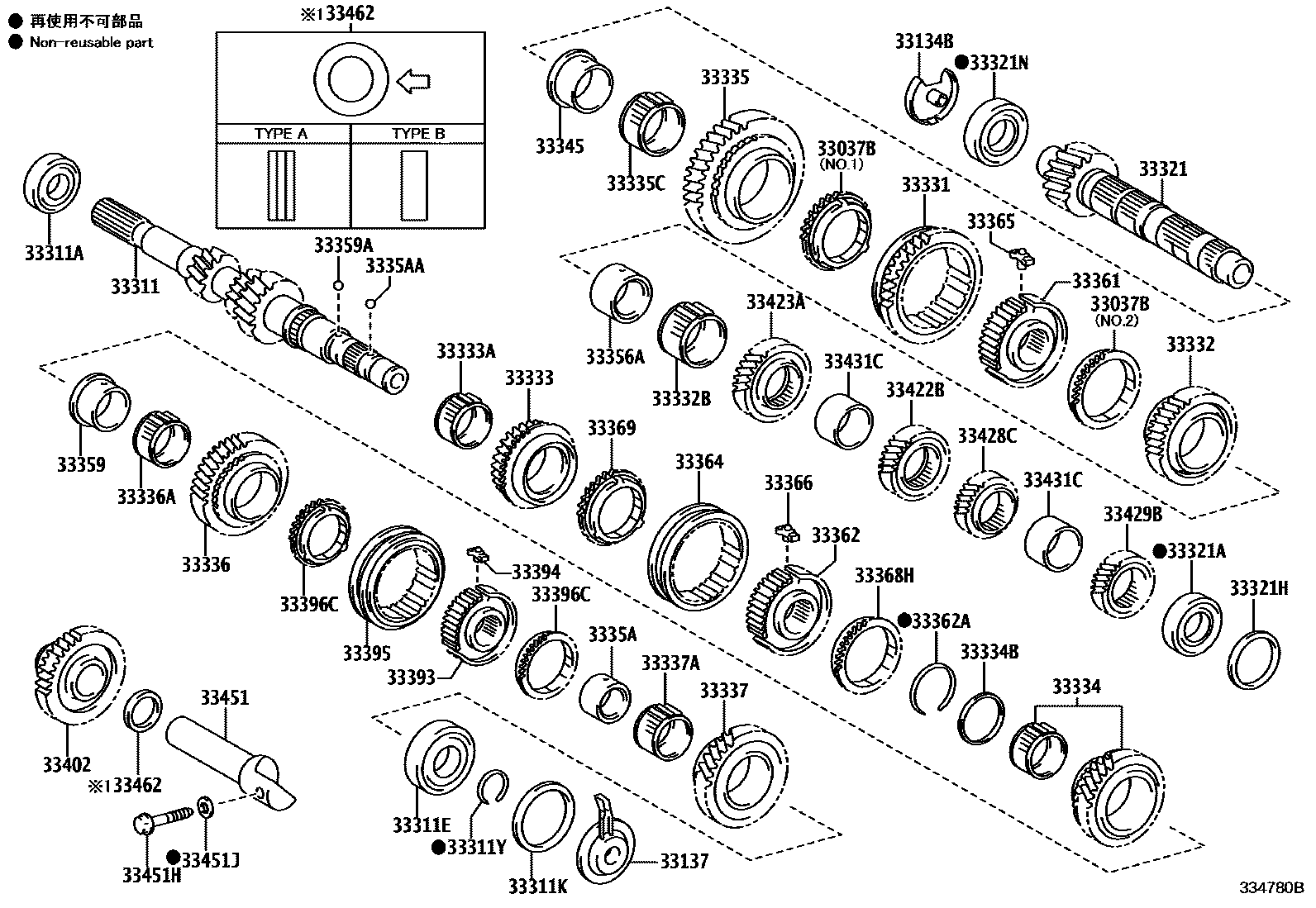 Toyota RAV4 变速器齿轮(MTM) EPC diagram — 334780B