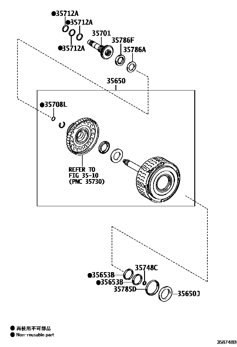 Toyota RAV4 制动带和多片式离合器(ATM) EPC diagram — 358748B