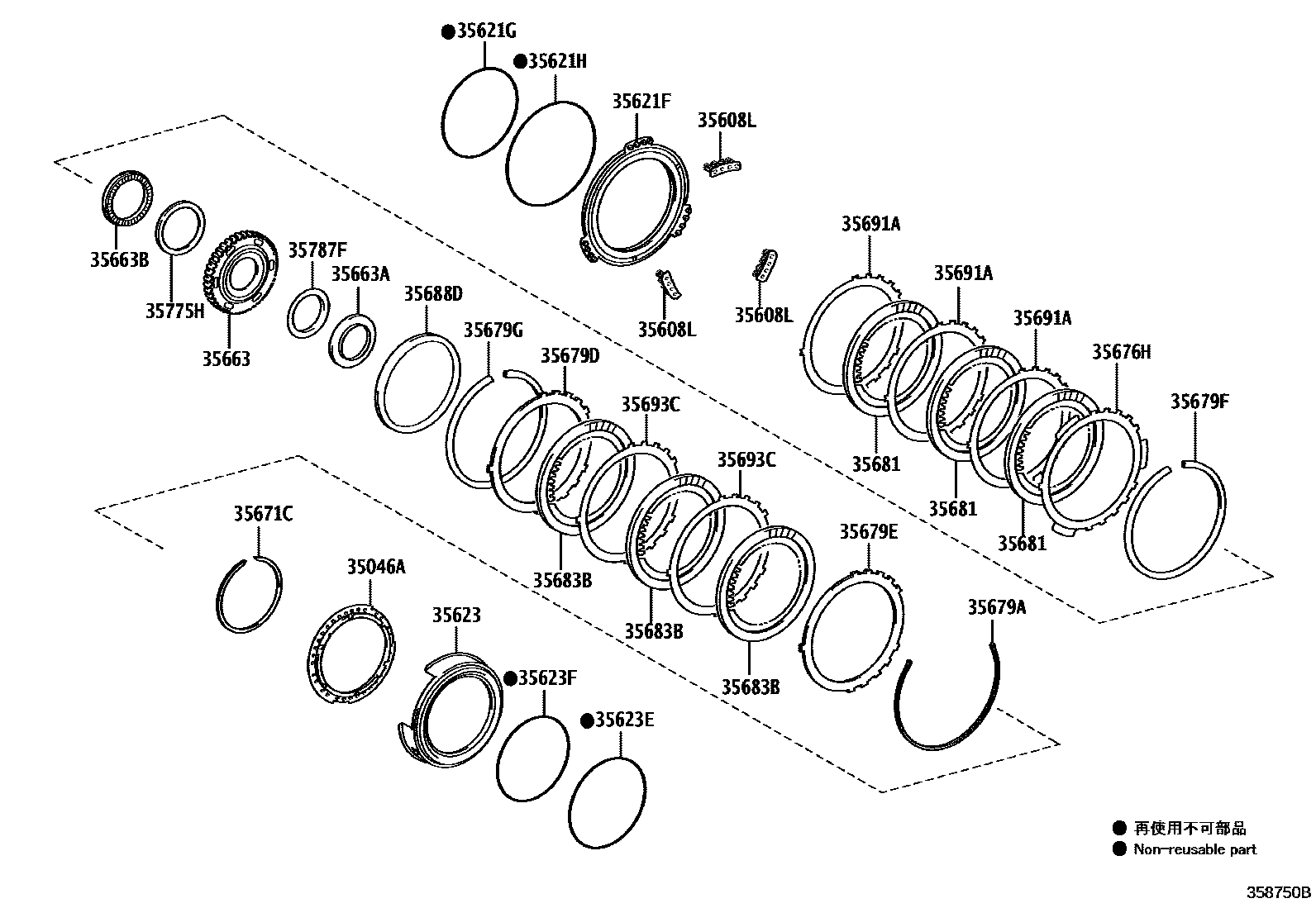 Toyota RAV4 3号制动器、一档和倒档制动器(ATM) EPC diagram — 358750B