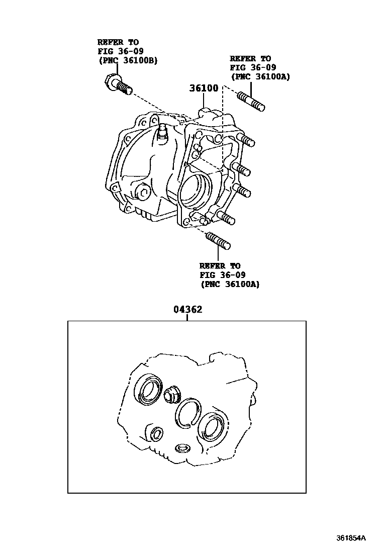 Toyota RAV4 Transfer Assembly & Gasket Kit EPC diagram — 361854A