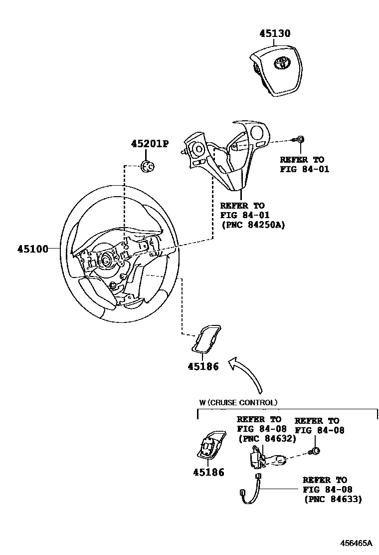 Toyota RAV4 Steering Wheel EPC diagram — 456465A
