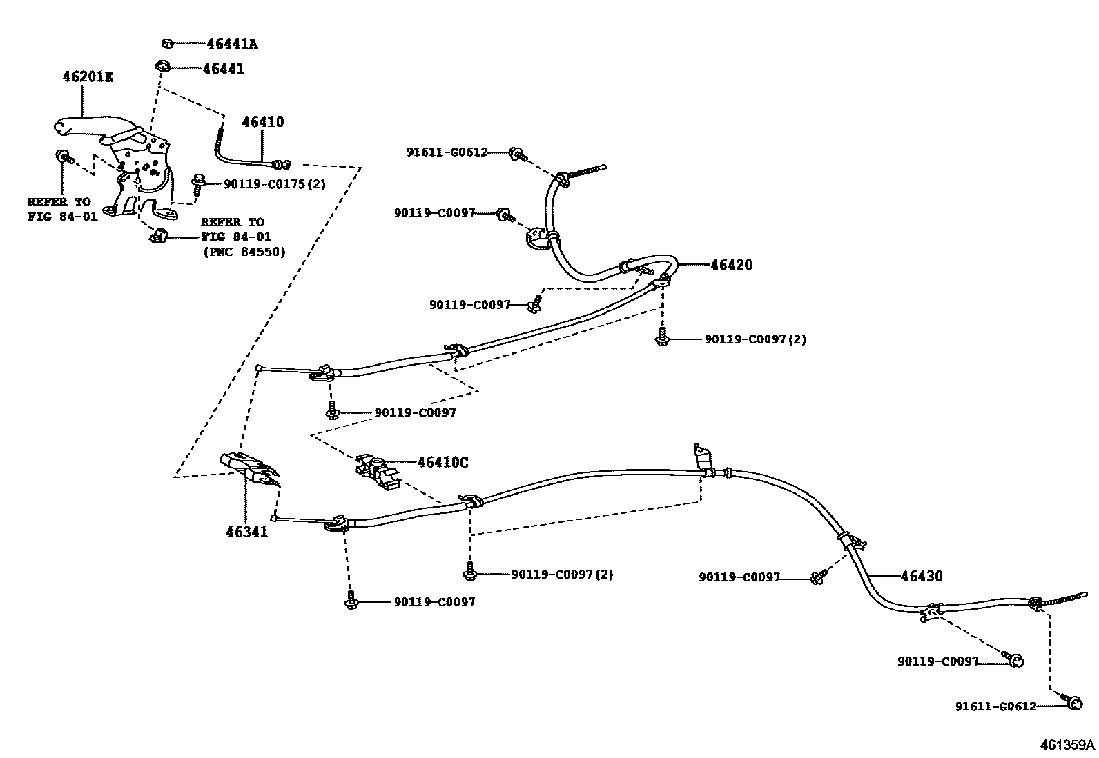 Toyota RAV4 Parking Brake & Cable EPC diagram — 461359A