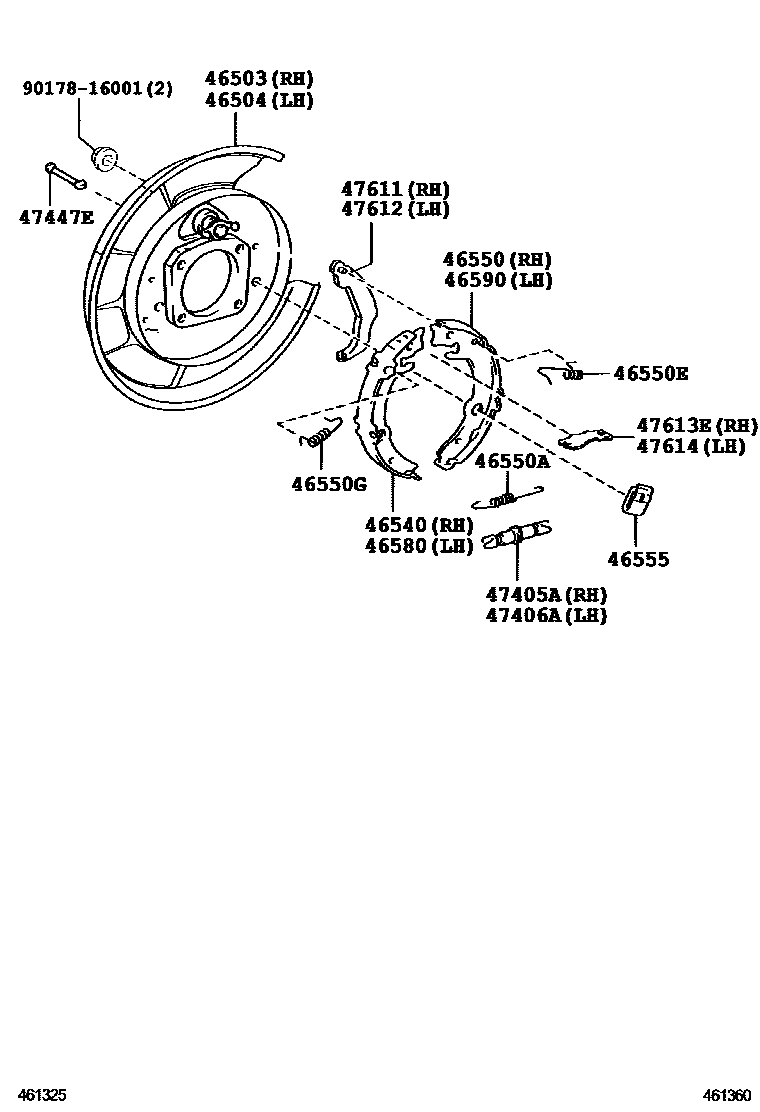 Toyota RAV4 Parking Brake & Cable EPC diagram — 461360
