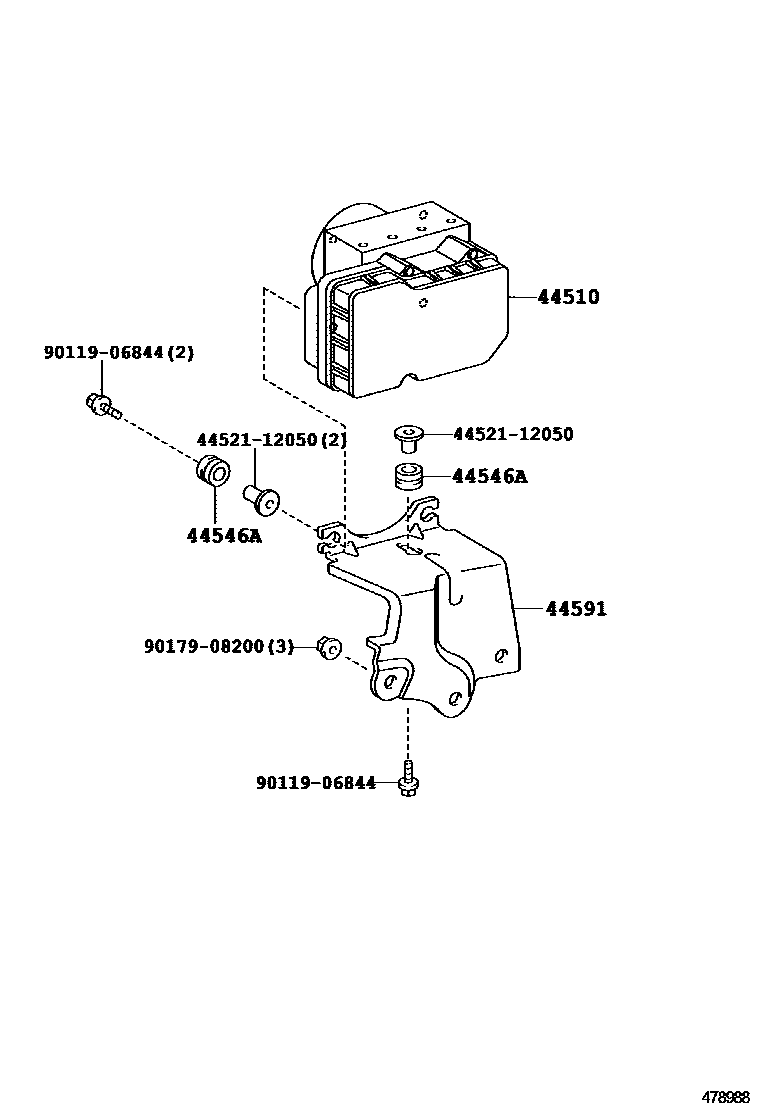 Toyota RAV4 制动配管和卡箍 EPC diagram — 478988