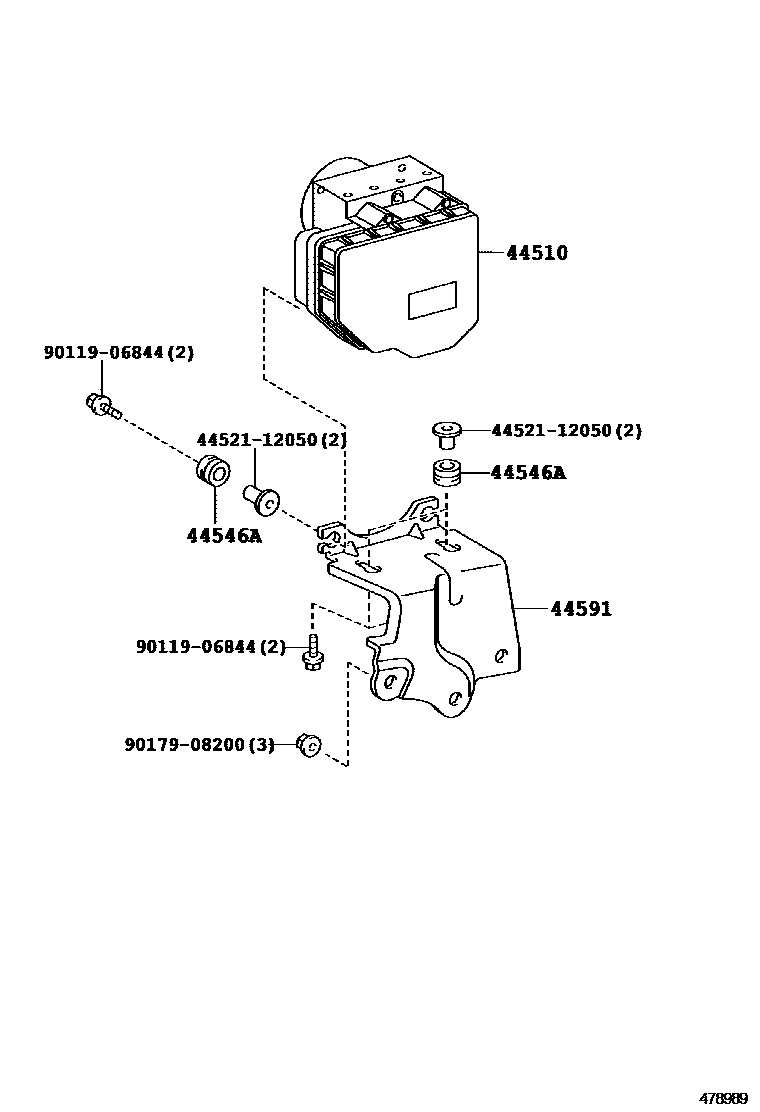 Toyota RAV4 制动配管和卡箍 EPC diagram — 478989