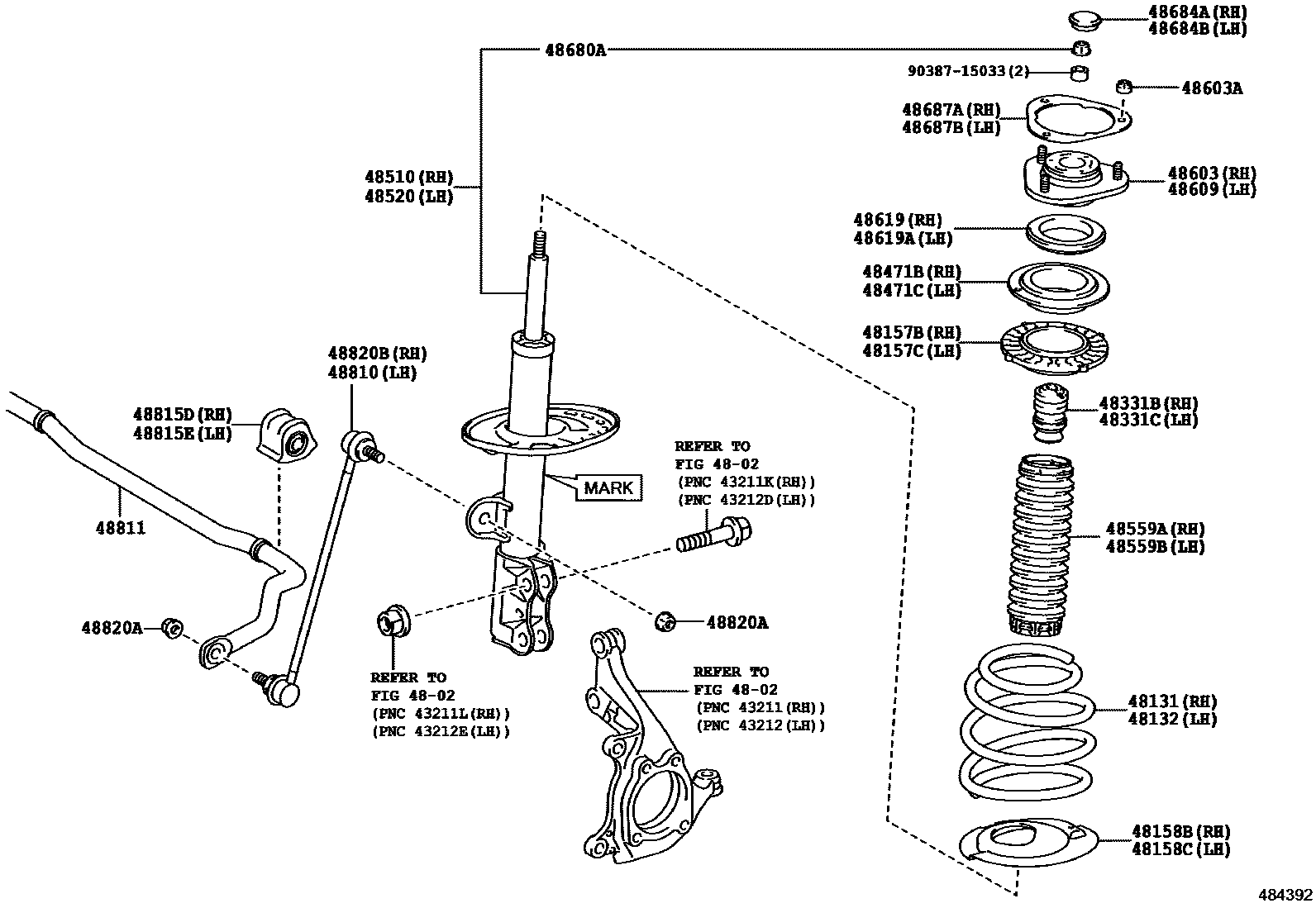 Toyota RAV4 Front Spring & Shock Absorber EPC diagram — 484392