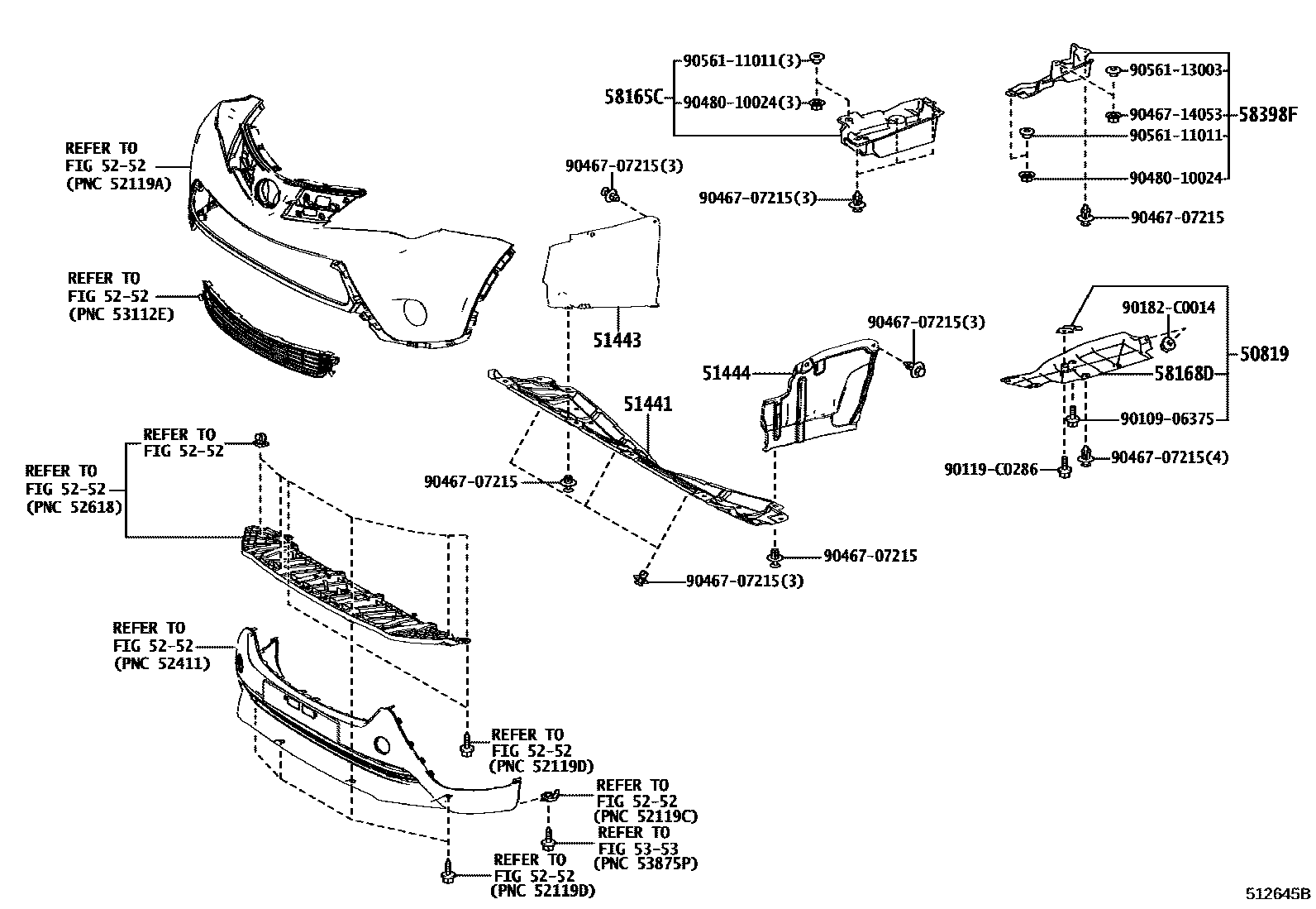 Toyota RAV4 悬架横梁和发动机底罩 EPC diagram — 512645B