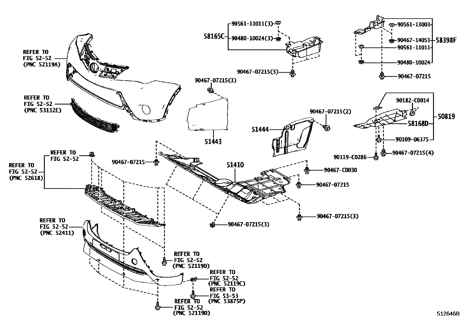 Toyota RAV4 悬架横梁和发动机底罩 EPC diagram — 512646B