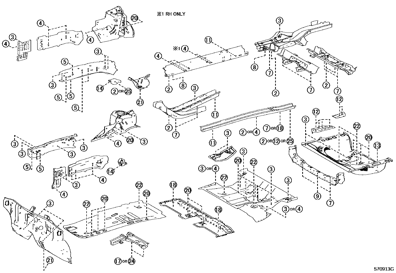 Toyota RAV4 hole plug EPC diagram — 570913G