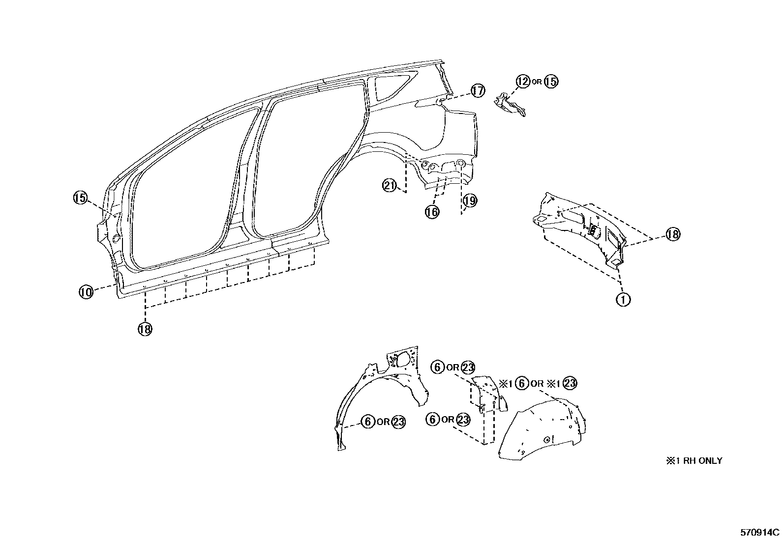 Toyota RAV4 hole plug EPC diagram — 570914C