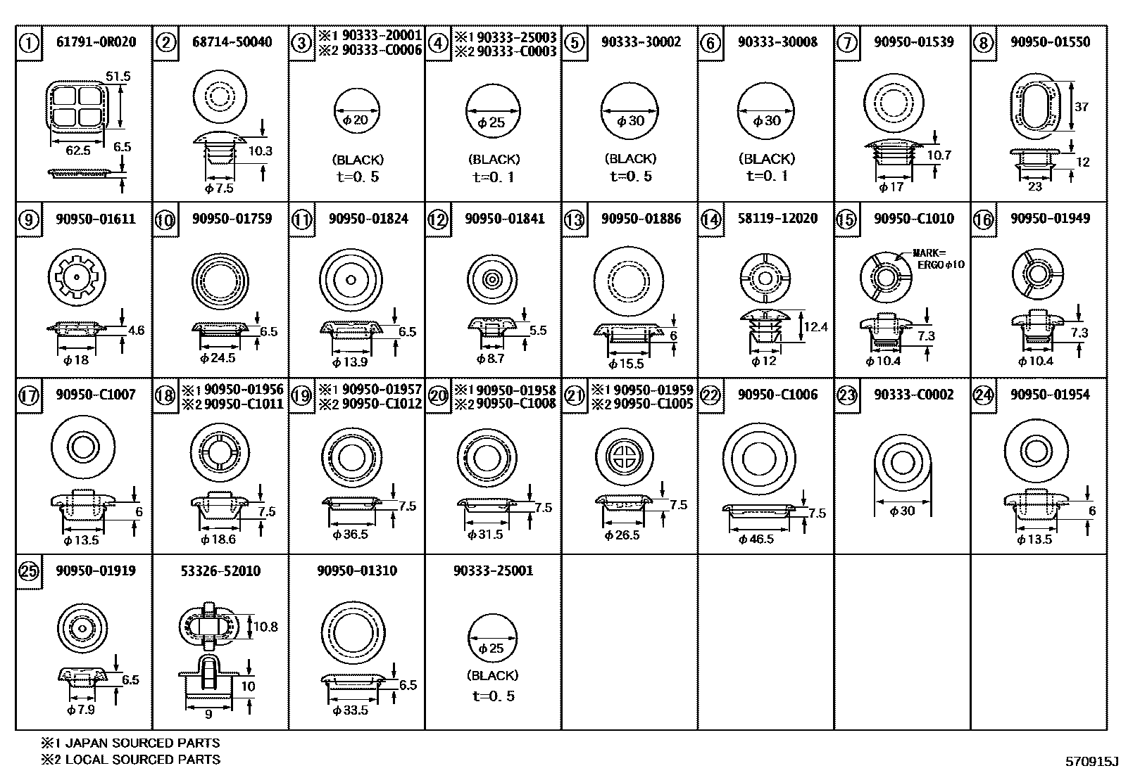 Toyota RAV4 hole plug EPC diagram — 570915J