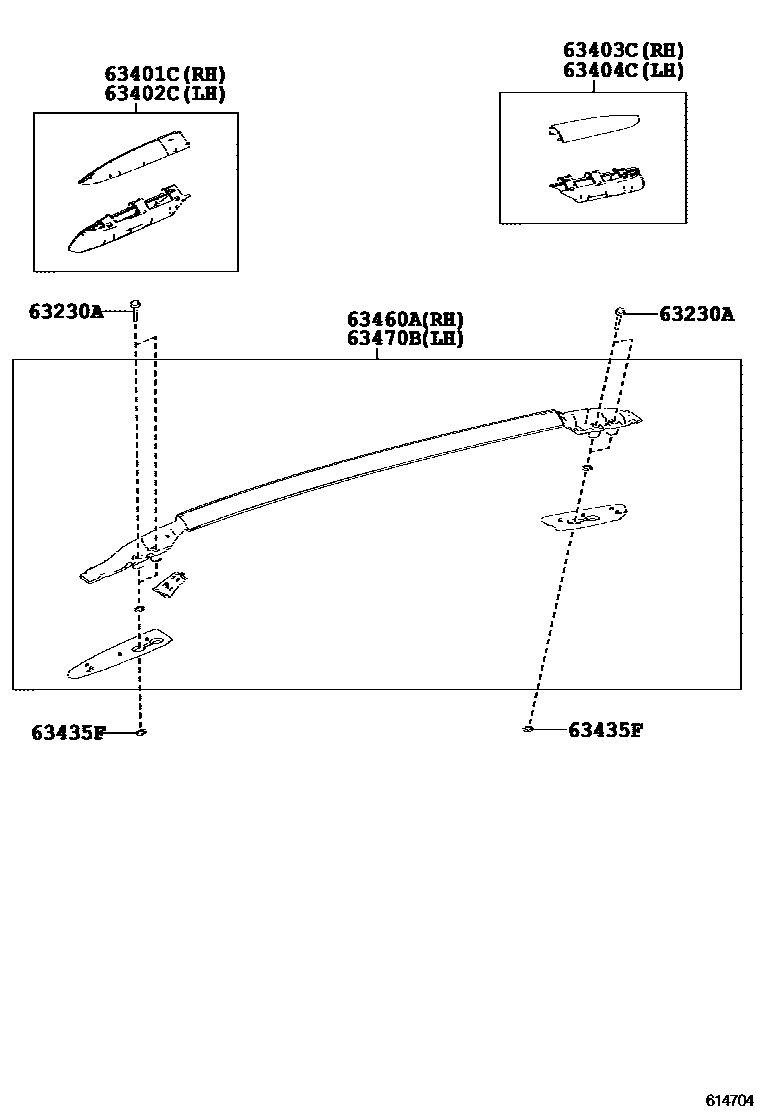Toyota RAV4 天窗板和背板 EPC diagram — 614704