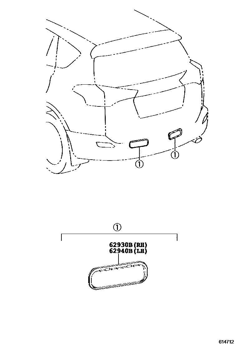 Toyota RAV4 后通风装置和车顶通风装置 EPC diagram — 614712