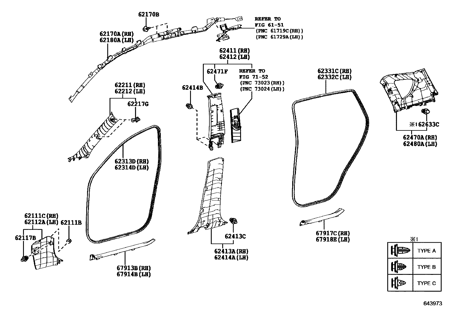 Toyota RAV4 车内装饰板 EPC diagram — 643973