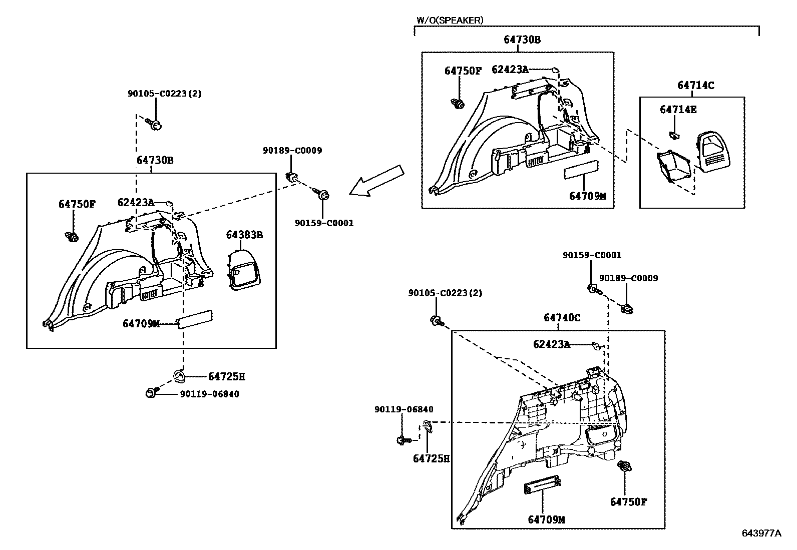 Toyota RAV4 车内装饰板 EPC diagram — 643977A
