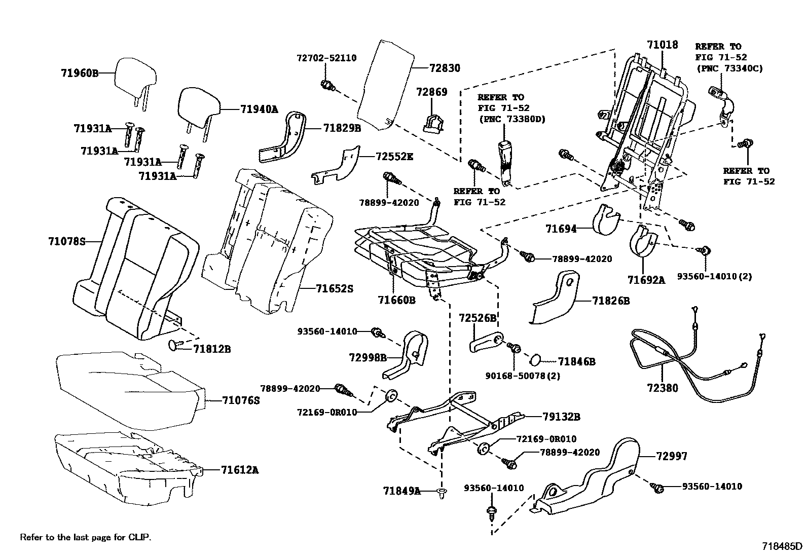 Toyota RAV4 座椅和座椅滑轨 EPC diagram — 718485D