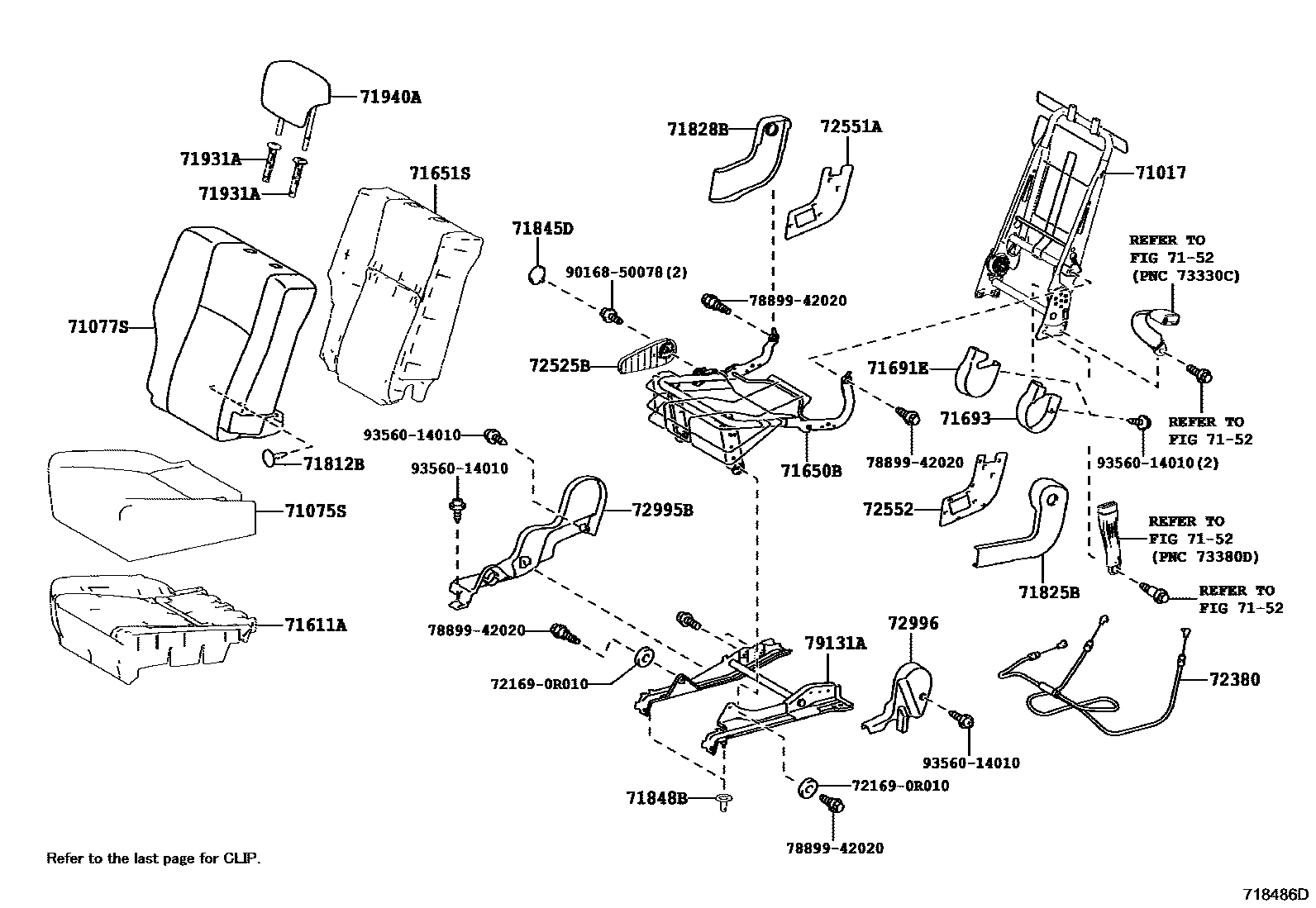 Toyota RAV4 座椅和座椅滑轨 EPC diagram — 718486D