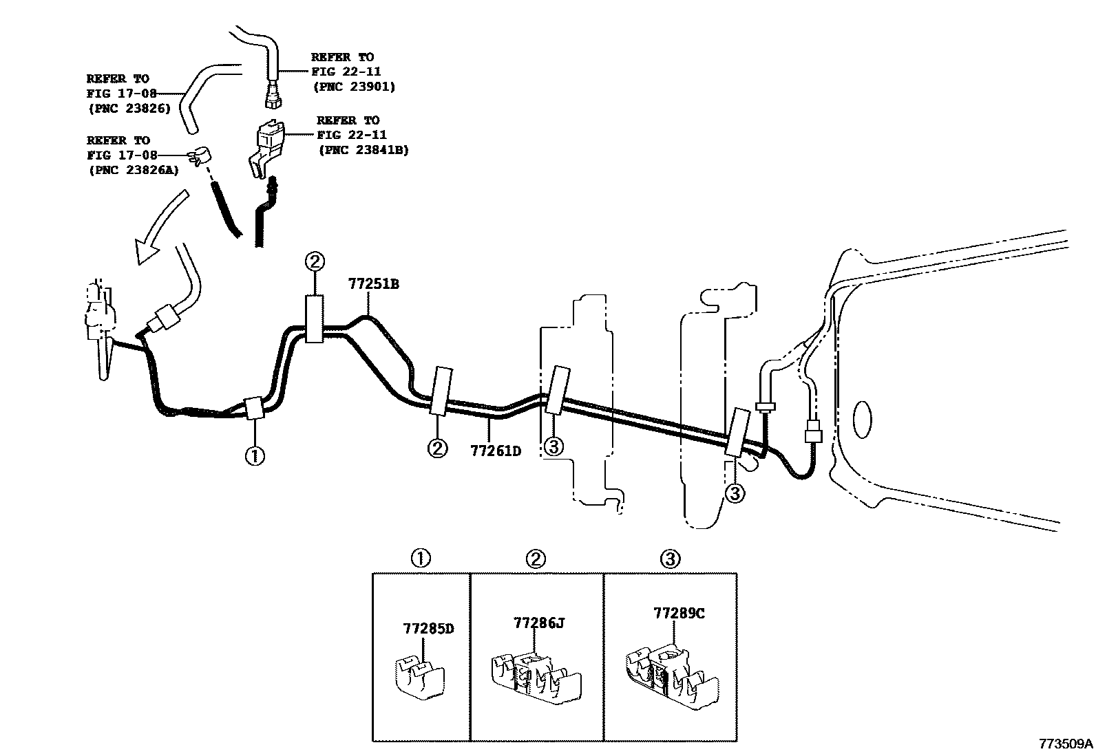 Toyota RAV4 燃油箱和燃油管 EPC diagram — 773509A