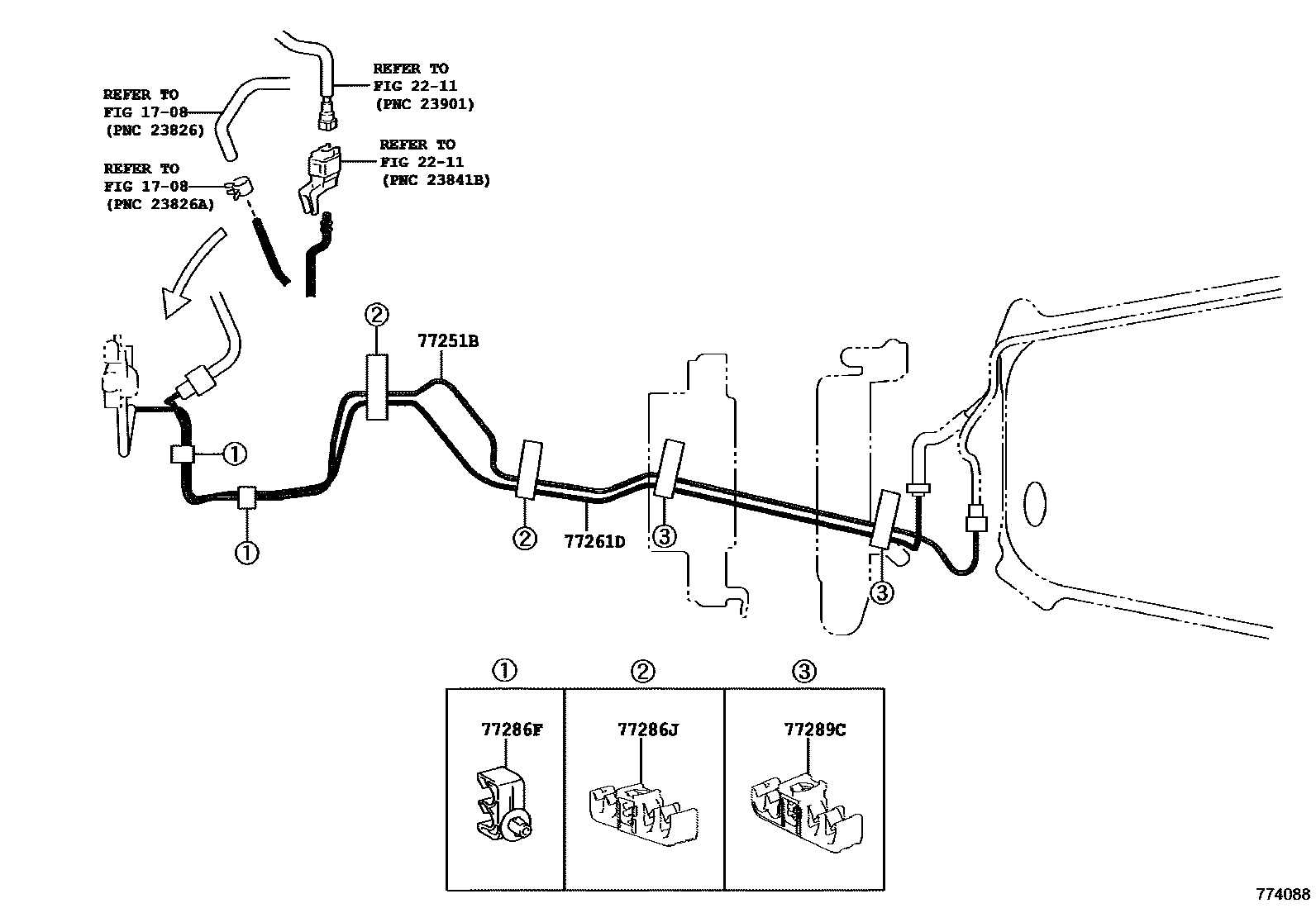 Toyota RAV4 燃油箱和燃油管 EPC diagram — 774088