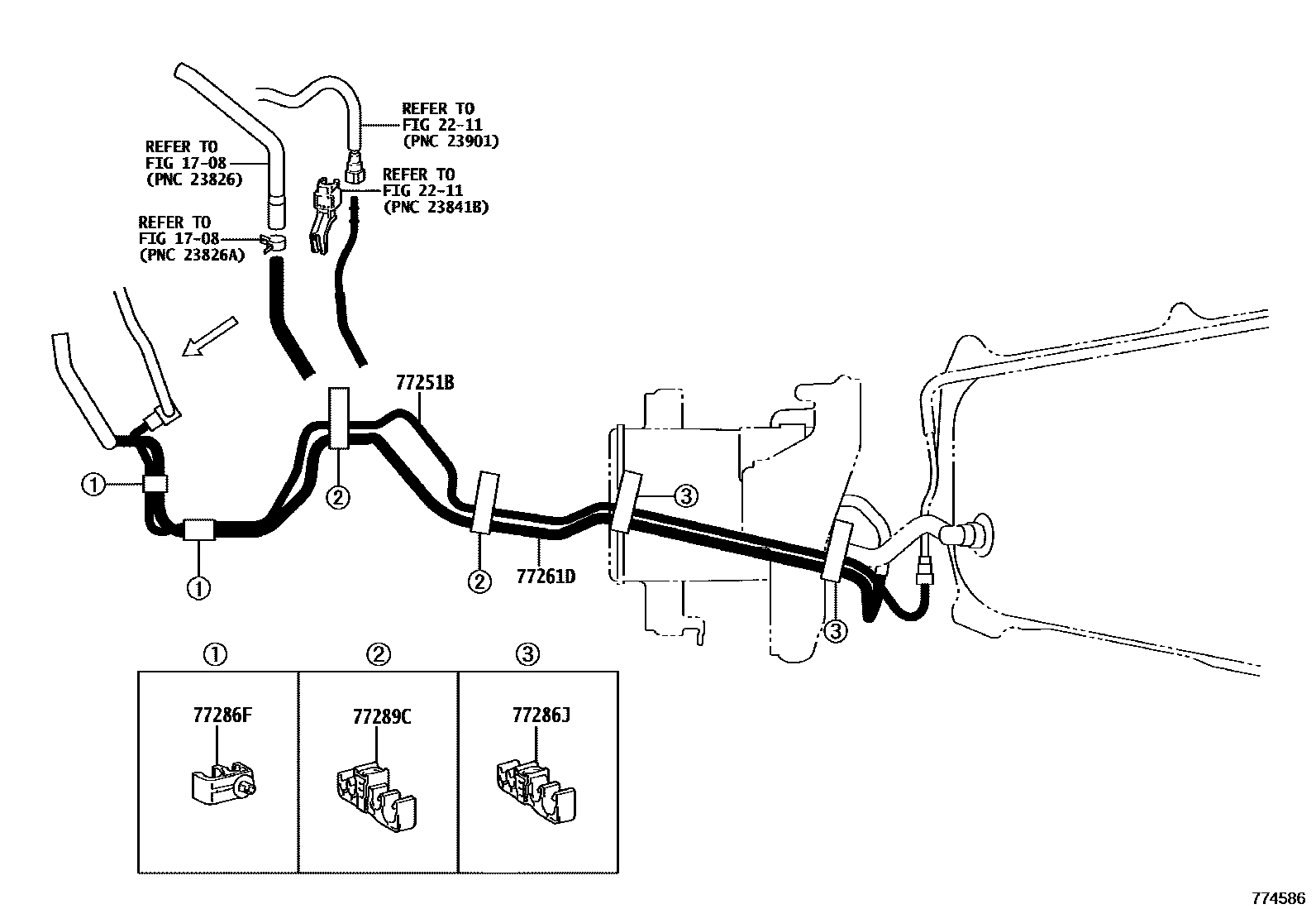 Toyota RAV4 燃油箱和燃油管 EPC diagram — 774586