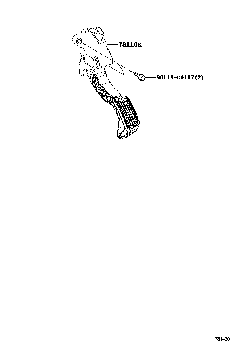 Toyota RAV4 accelerator pedal connecting rod EPC diagram — 781430