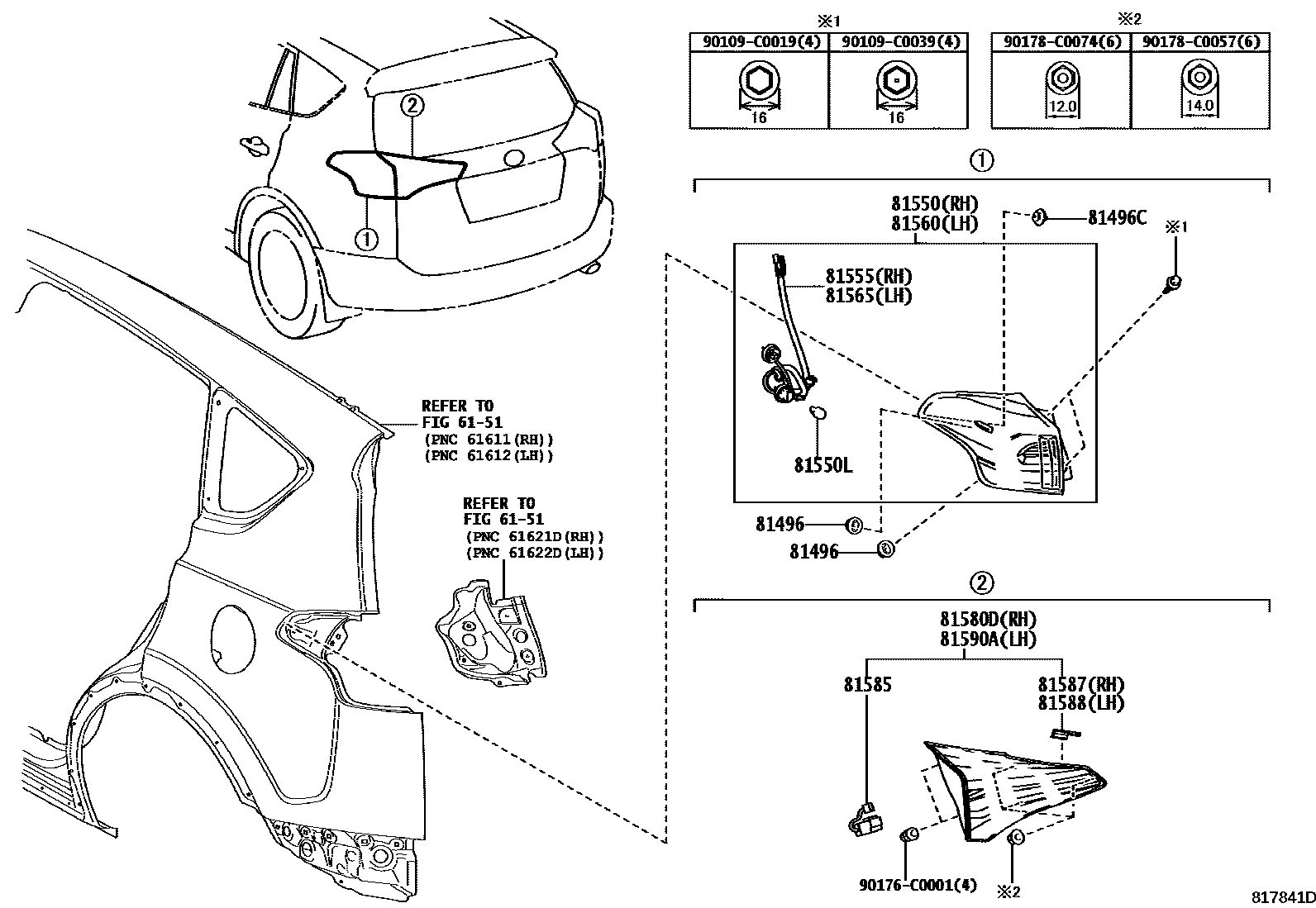 Toyota RAV4 后组合灯 EPC diagram — 817841D
